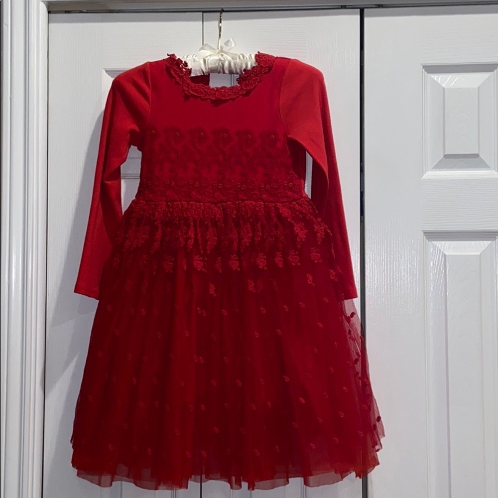 Red embroidered dress